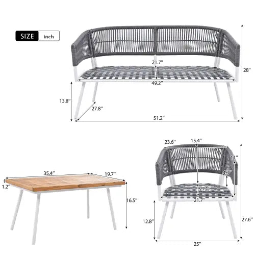 Rope Terrace Furniture Bohemian 4-Piece Set