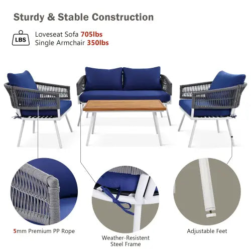 Rope Terrace Furniture Bohemian 4-Piece Set