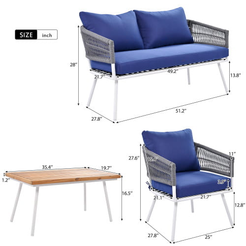 Rope Terrace Furniture Bohemian 4-Piece Set
