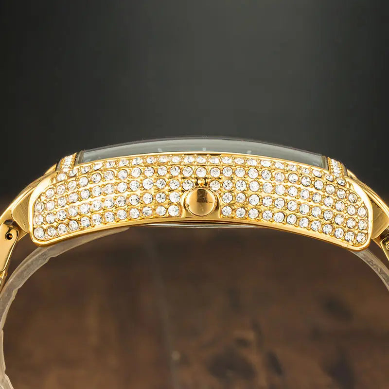Fashion Personality Full Diamond Barrel Digital Men’s Watch
