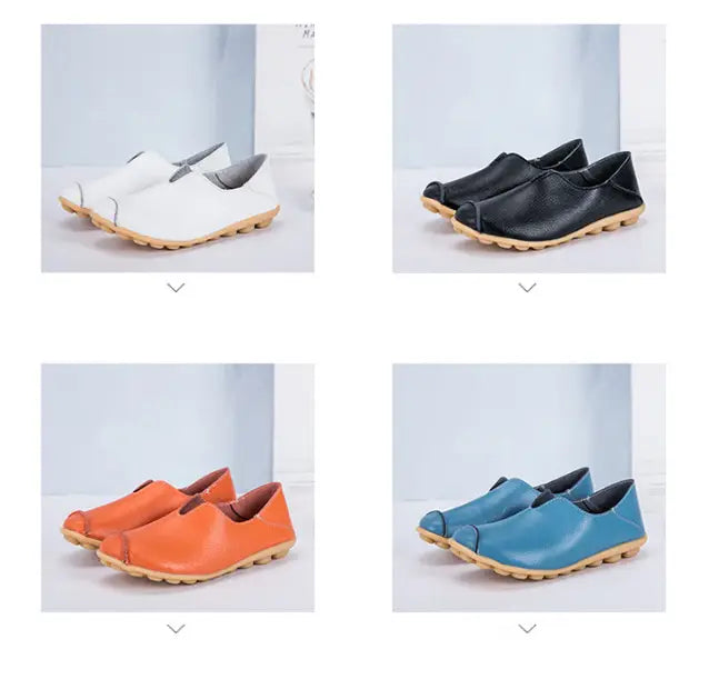 Ladies Flats Shoes Women Genuine Leather Shoes