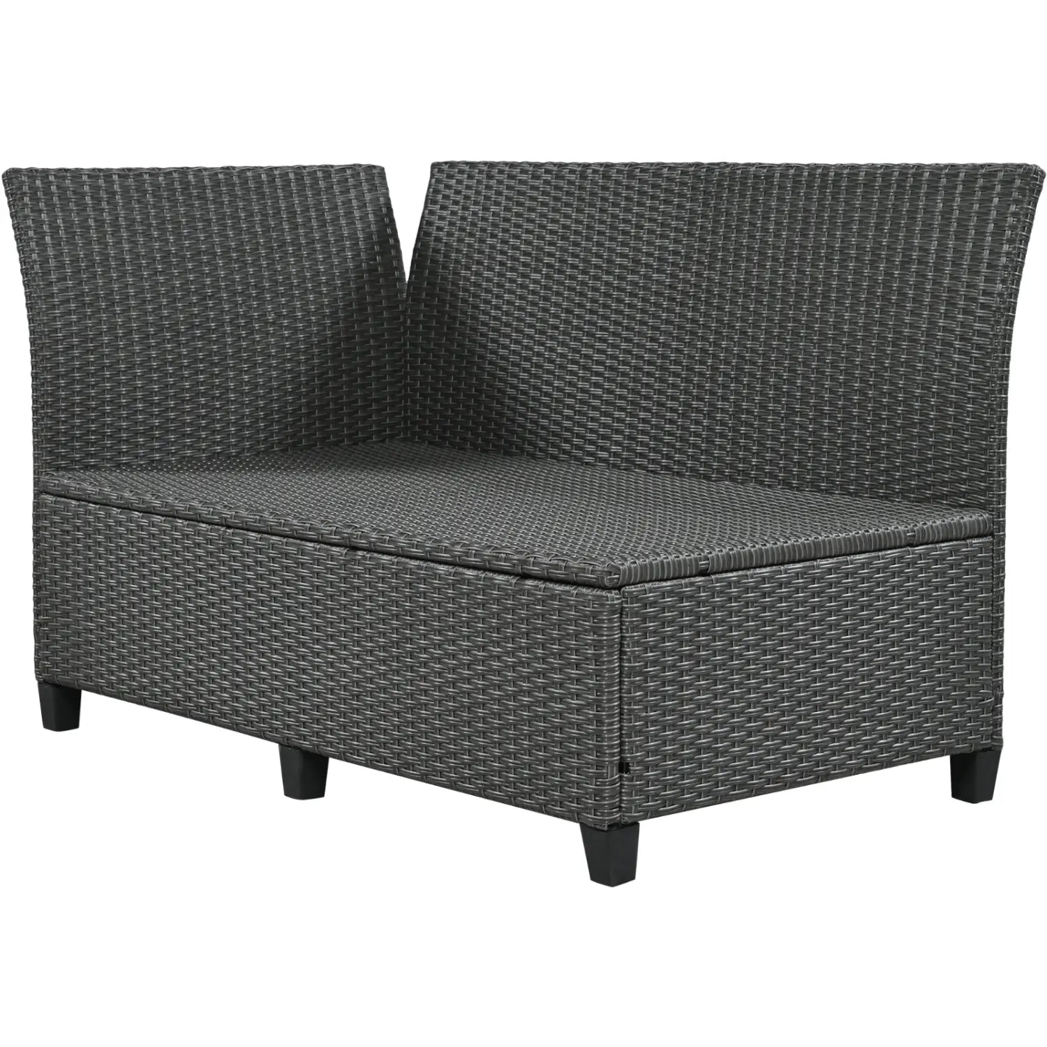 TOMAX 5-Pc Outdoor Patio Rattan Sofa Set L-Shaped PE Wicker Garden Furniture