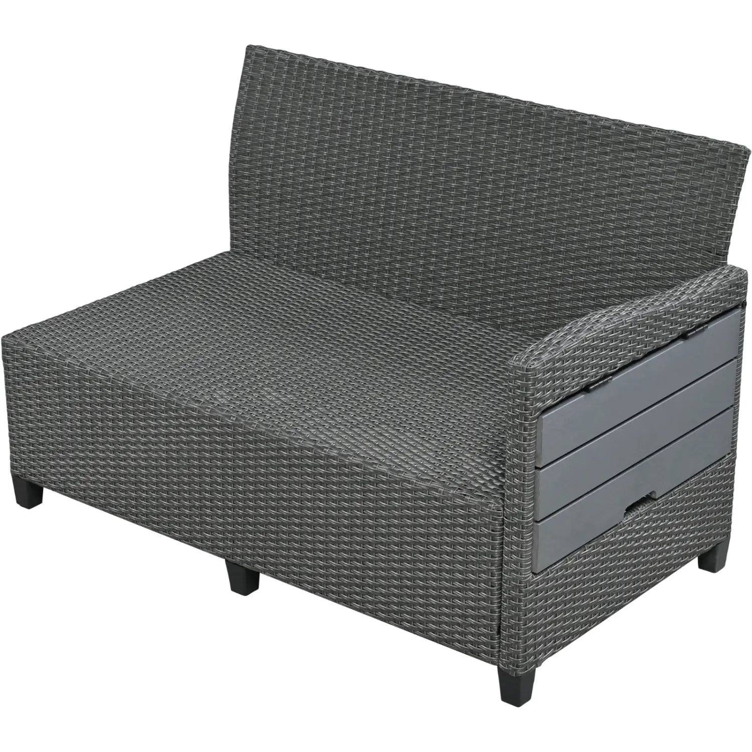 TOMAX 5-Pc Outdoor Patio Rattan Sofa Set L-Shaped PE Wicker Garden Furniture