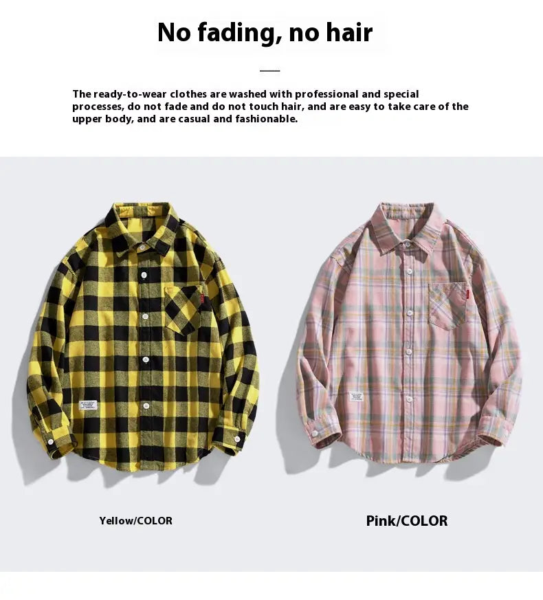 Youth Loose Fashion Large Plaid Shirt