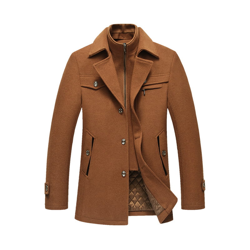 Men Woolen Coats Winter Slim Fit Warm Overcoats Brand Detachable Collar Casual Wool Blends Trench Coats SL-F053