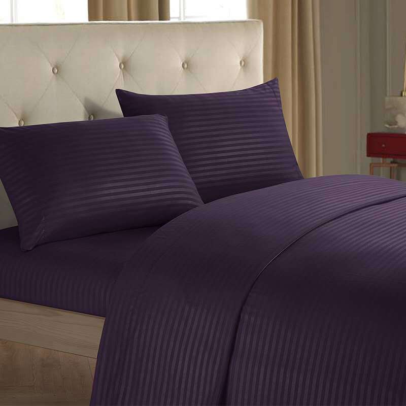 Purple striped bedding set featured in Luxury Bedding Set Bed Sheets Fitted Sets.