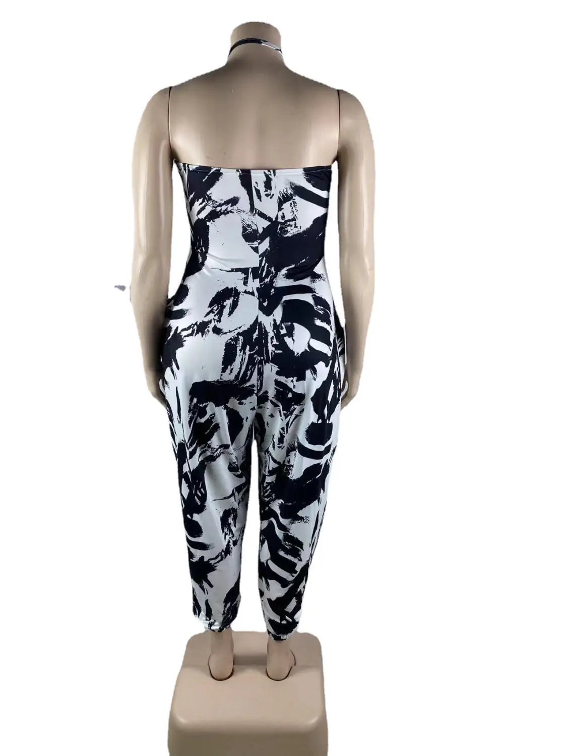 Halter Loose Lantern Sleeveless Print Jumpsuit