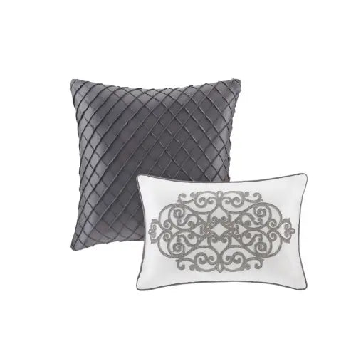 Comforter Set With Cotton Bed Sheets Silver Queen 12 piece