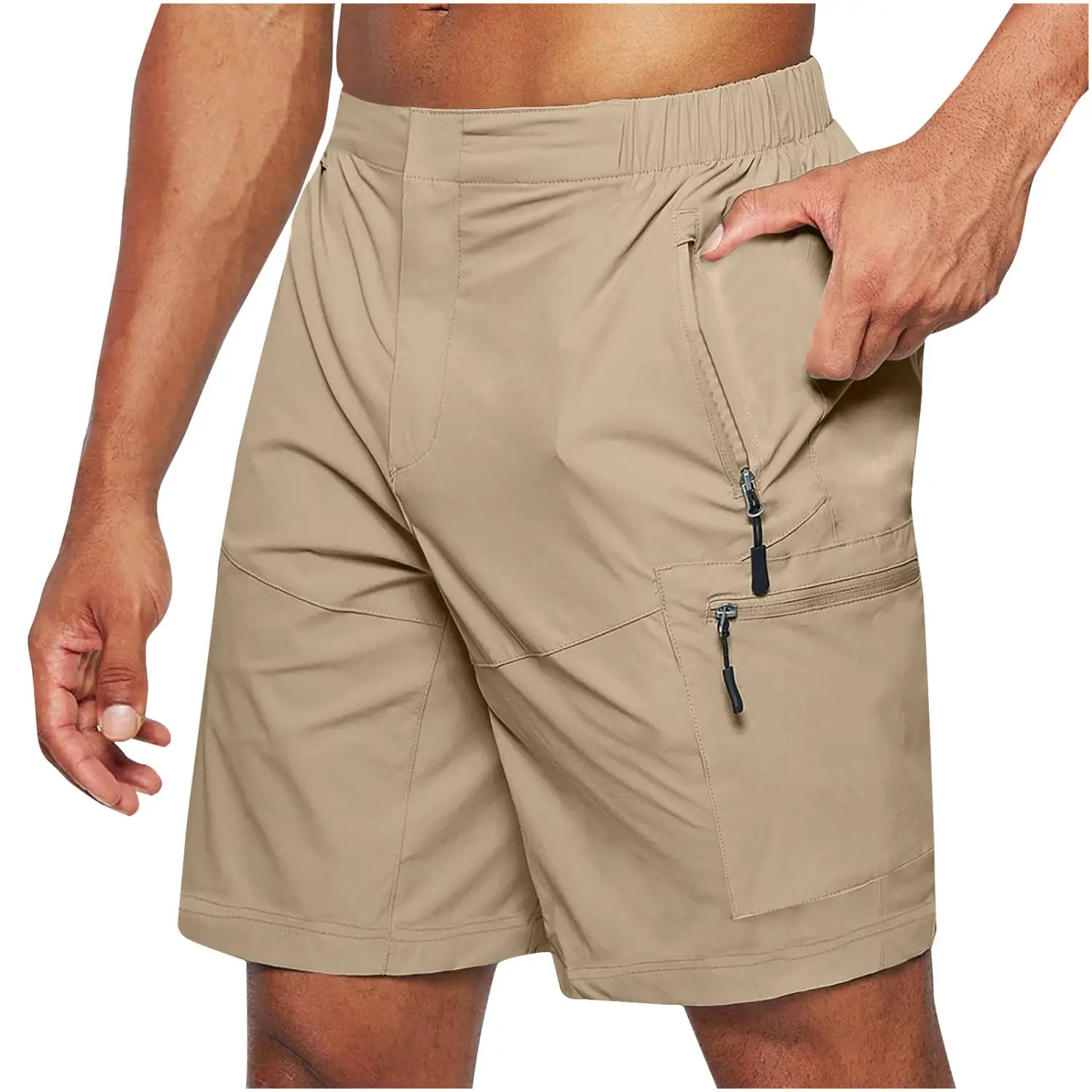 Men’S Casual Elastic Waist Strap Summer Shorts Casual Fit Fashion Outdoor Long Shorts For Men Knee-Length Straight Leg