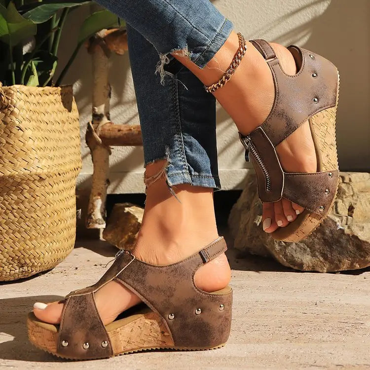 Summer Zipper Wedges