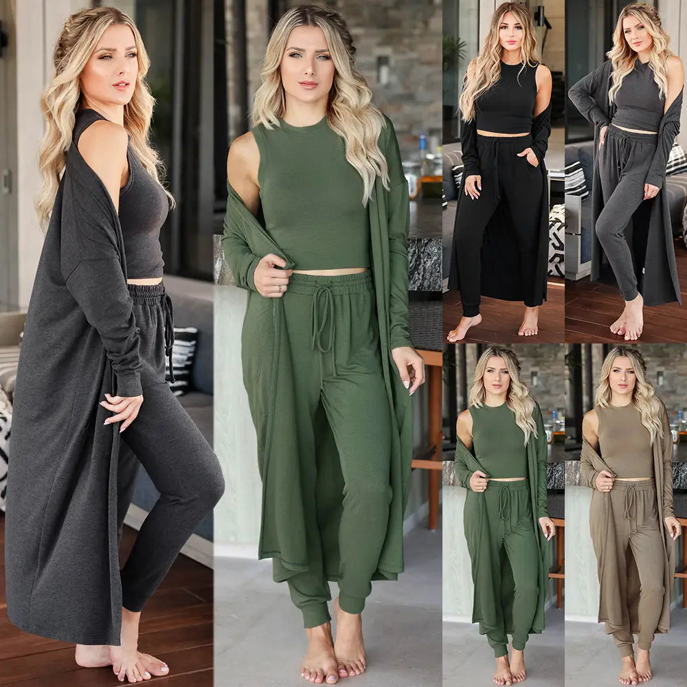 Women’s Knitted Slim-fit Temperament Vest And Trousers Sports Suit