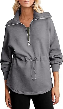 Women’s Super Plus Size Sweatshirt Half Zipper Drawstring
