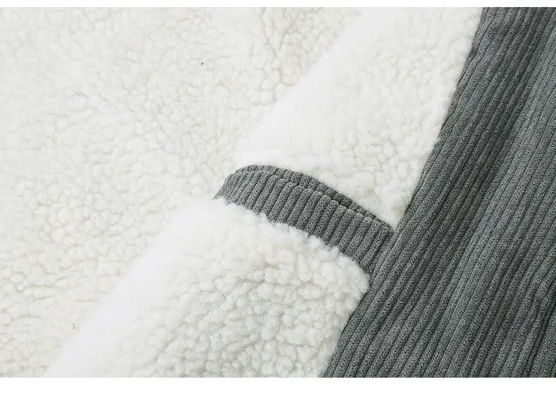 Winter Lapel Fleece Jacket With Pockets Warm Thicken Cotton Coat Men’s Clothing