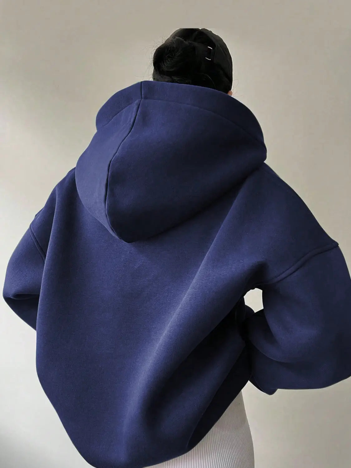 Women’s Solid Color Long Sleeve Hooded Solid Color Loose Sweater