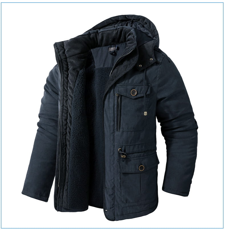 Men’s Plus Size Mid-length Fleece-lined Thickened Cotton-padded Coat