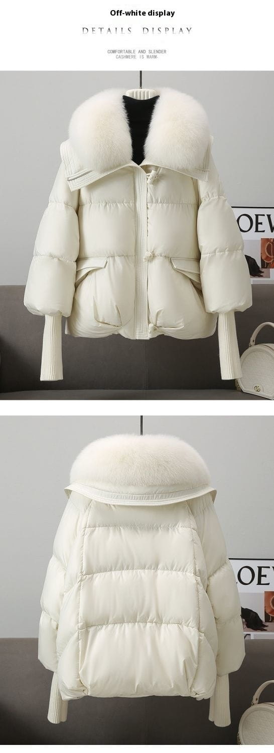 Down Cotton-padded Jacket Women’s Short Fur Collar Thickened Coat Winter Clothing