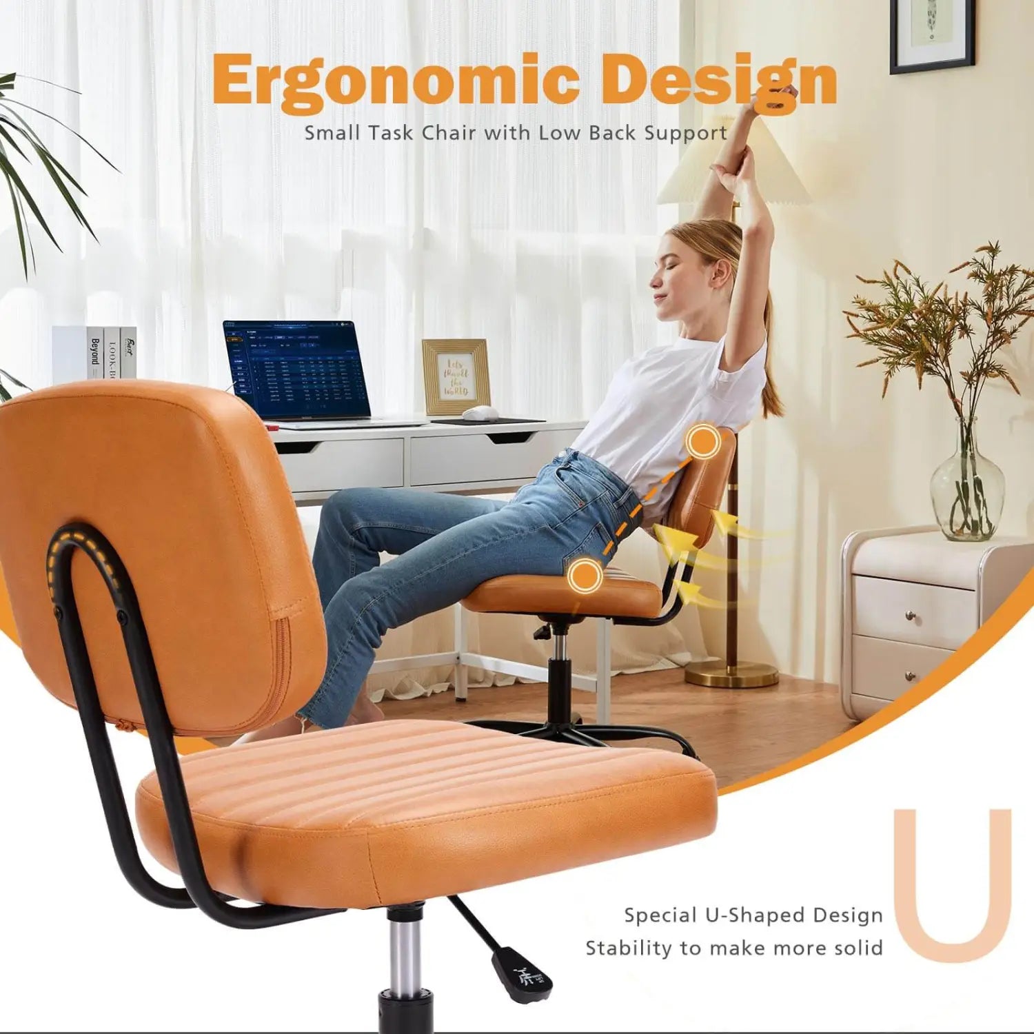Adjustable Height 360degrees Rolling Swivel Computer Task Chair Without Arm