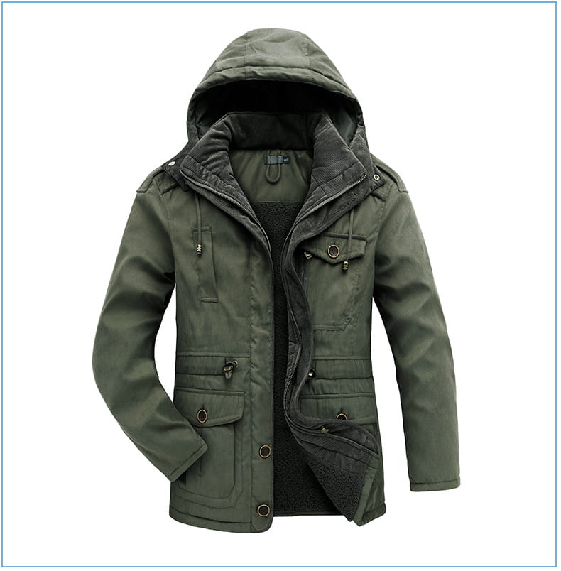 Men’s Plus Size Mid-length Fleece-lined Thickened Cotton-padded Coat