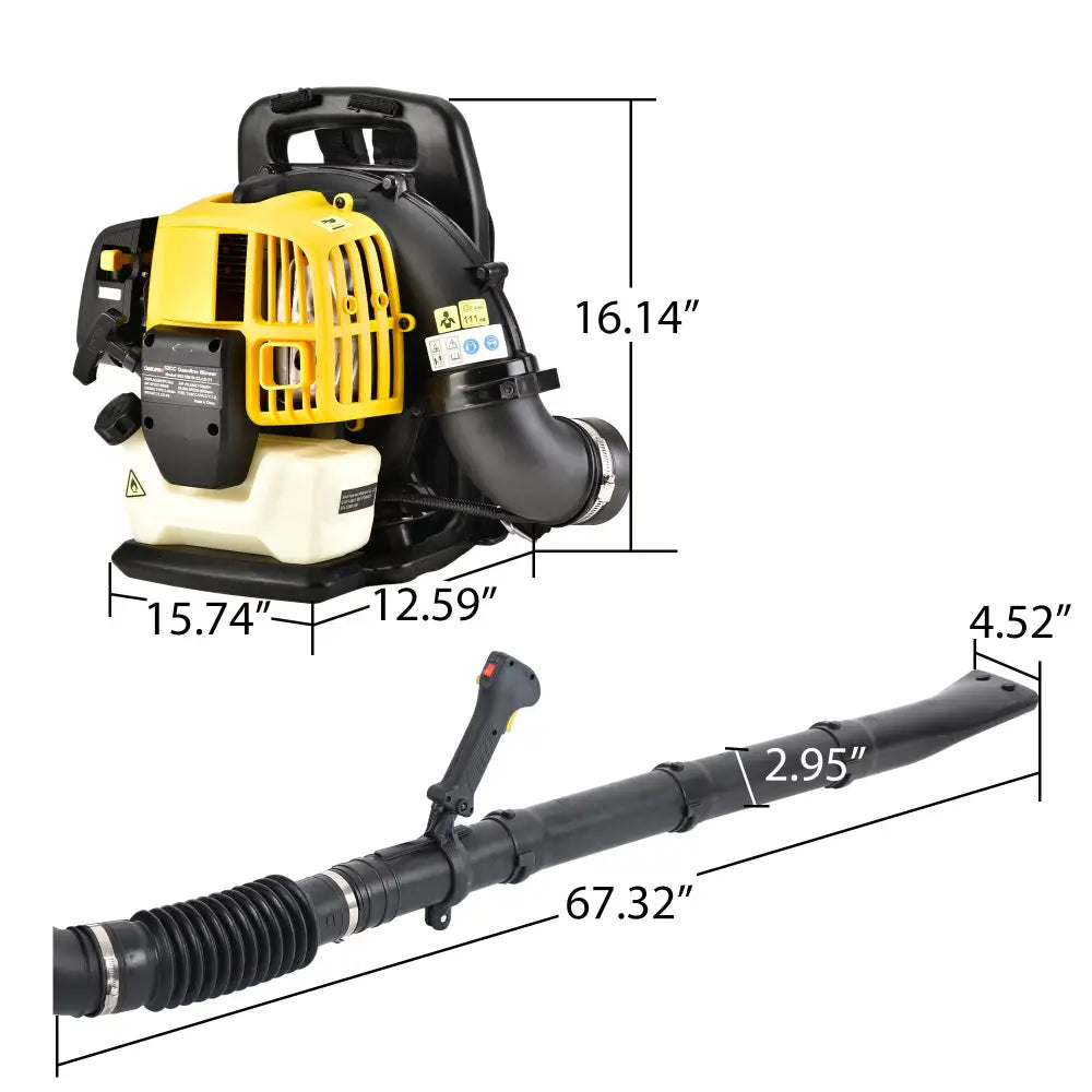 2 Stroke Commercial Backpack Leaf Blower Gas Powered Grass Lawn Blowing Machine - Yellow - 5