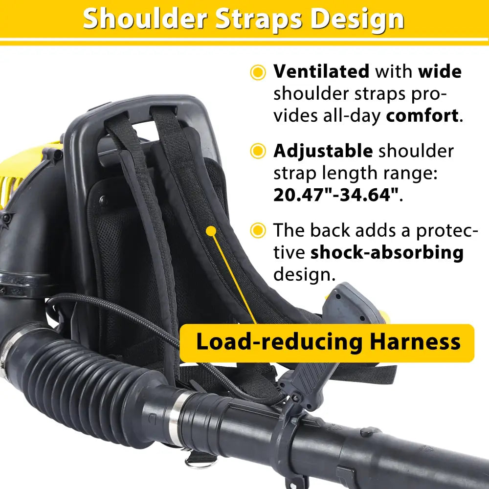 2 Stroke Commercial Backpack Leaf Blower Gas Powered Grass Lawn Blowing Machine - Yellow - 5