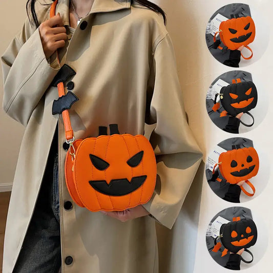 2023 Halloween Bags Funny Pumpkin Cartoon Shoulder Crossbody Bag With Bat Personalized Creative Female Bag - Beyond Trends Hub 
