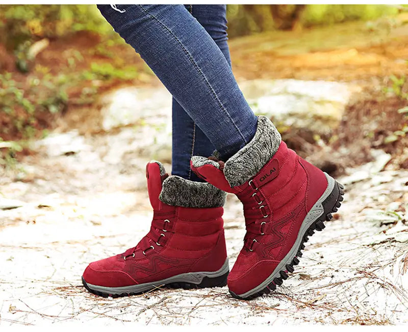 Women Ankle Boots Winter Shoes Woman Snow Boots Mother Warm Shoes Lace Up