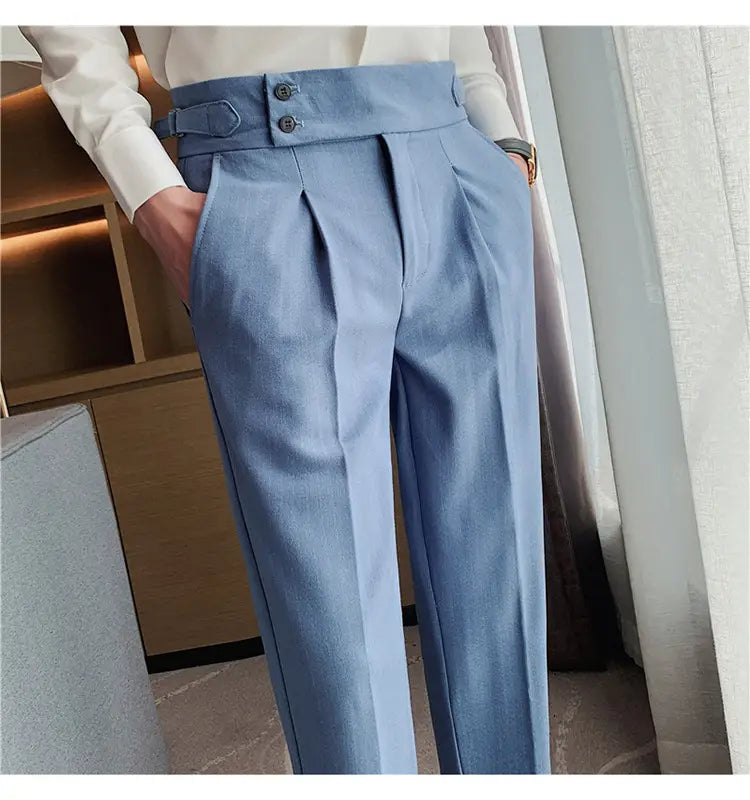 High-waisted Trousers Striped Casual Men