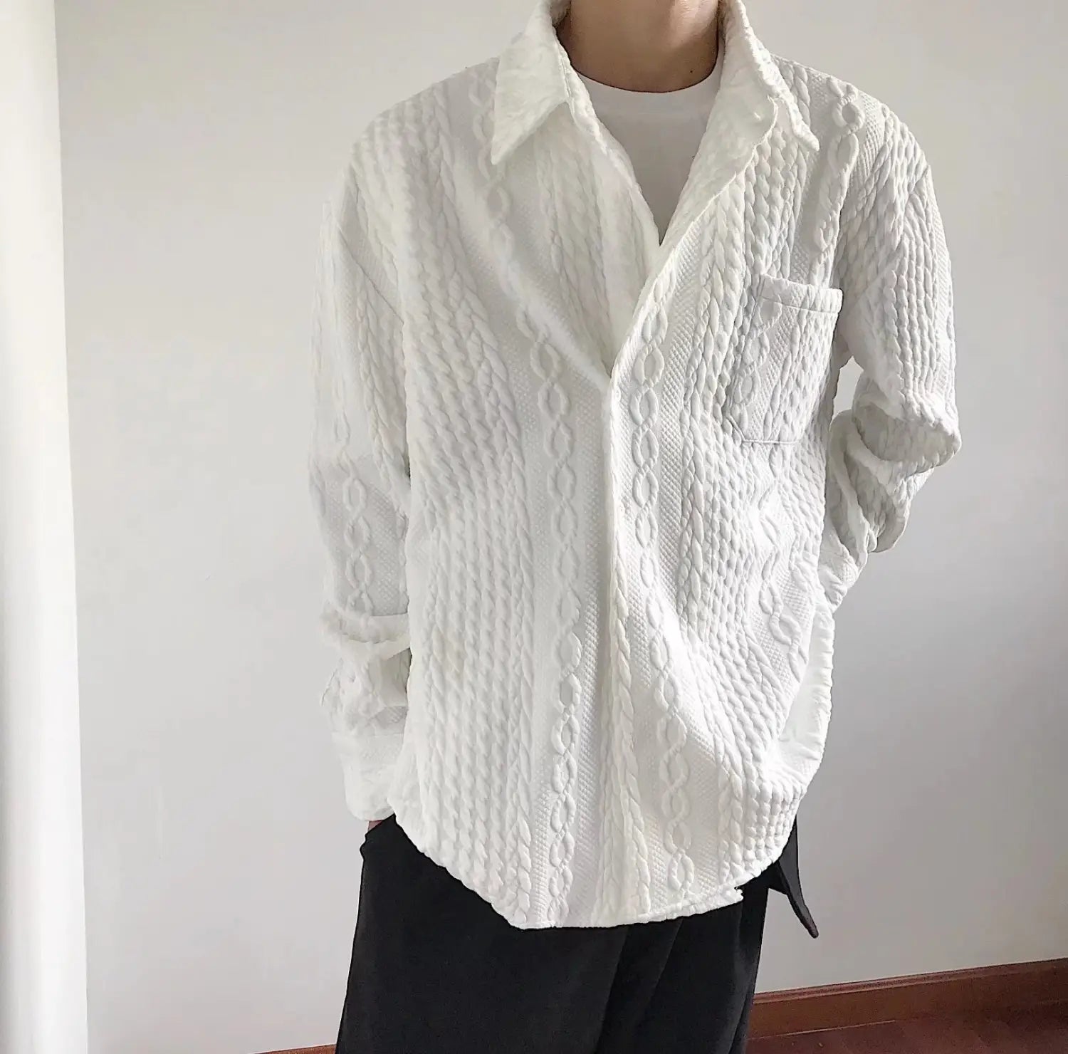 Japanese Hemp Pattern Shirt Men’s Long Sleeve Autumn And Winter Leisure Coat