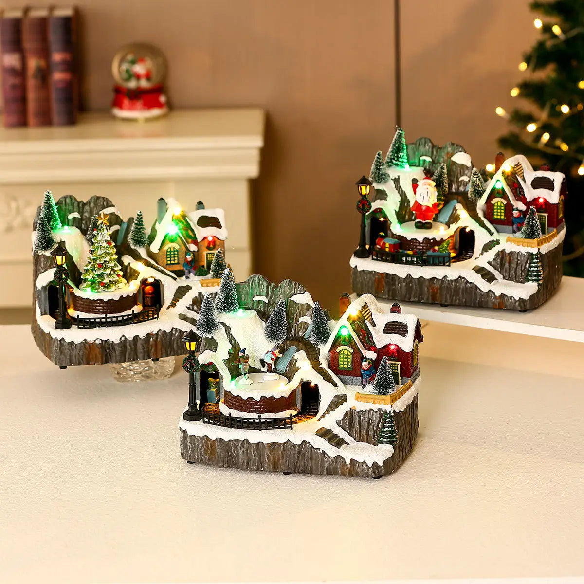 Christmas Rotating Resin Luminous Music Box Ornaments