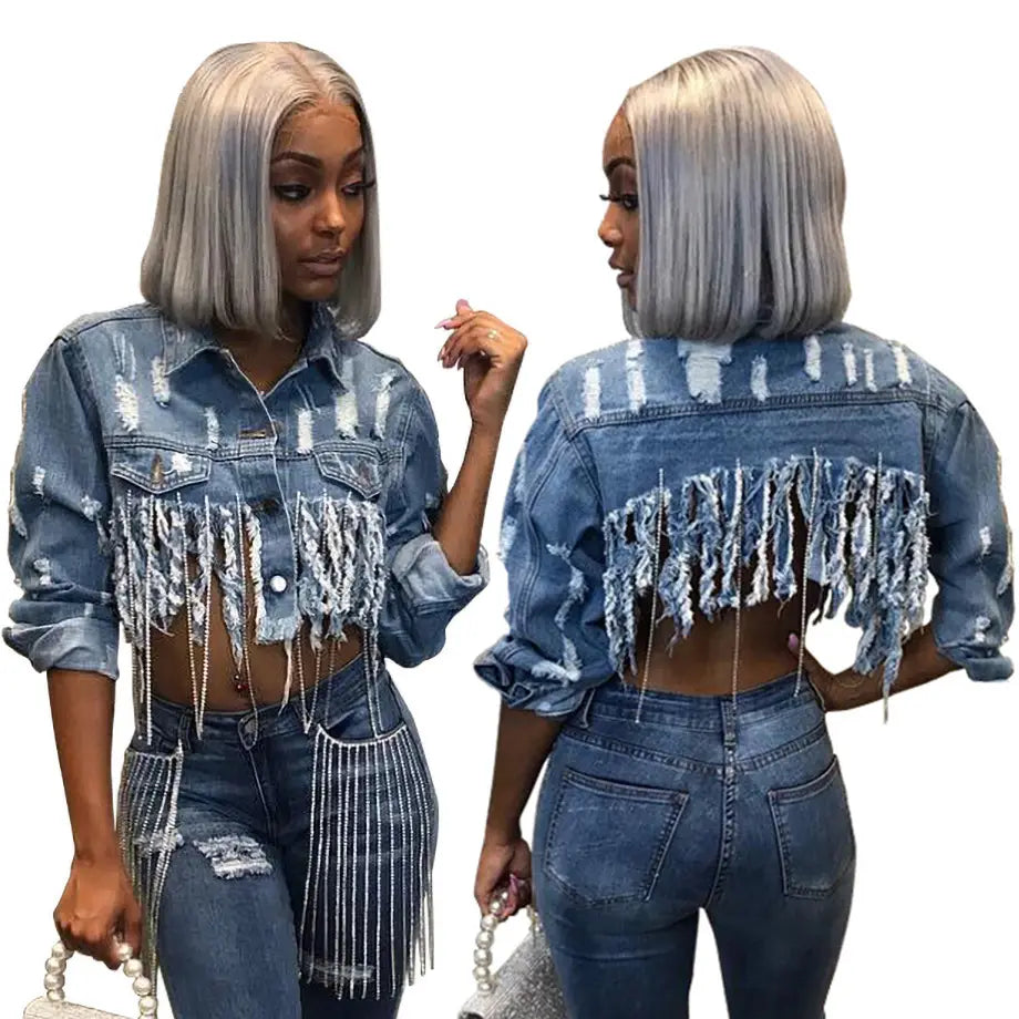 Fashion Women’s Jackets Cropped Denim Tops