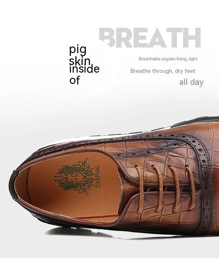 Men’s British Lace Up Casual Top Layer Calf Leather Shoes