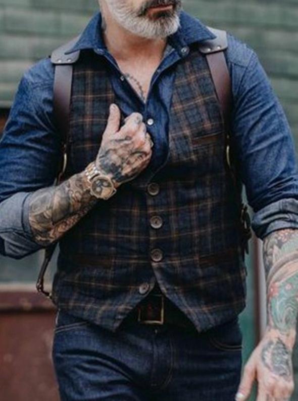 New British Style European And American Check Vest Men