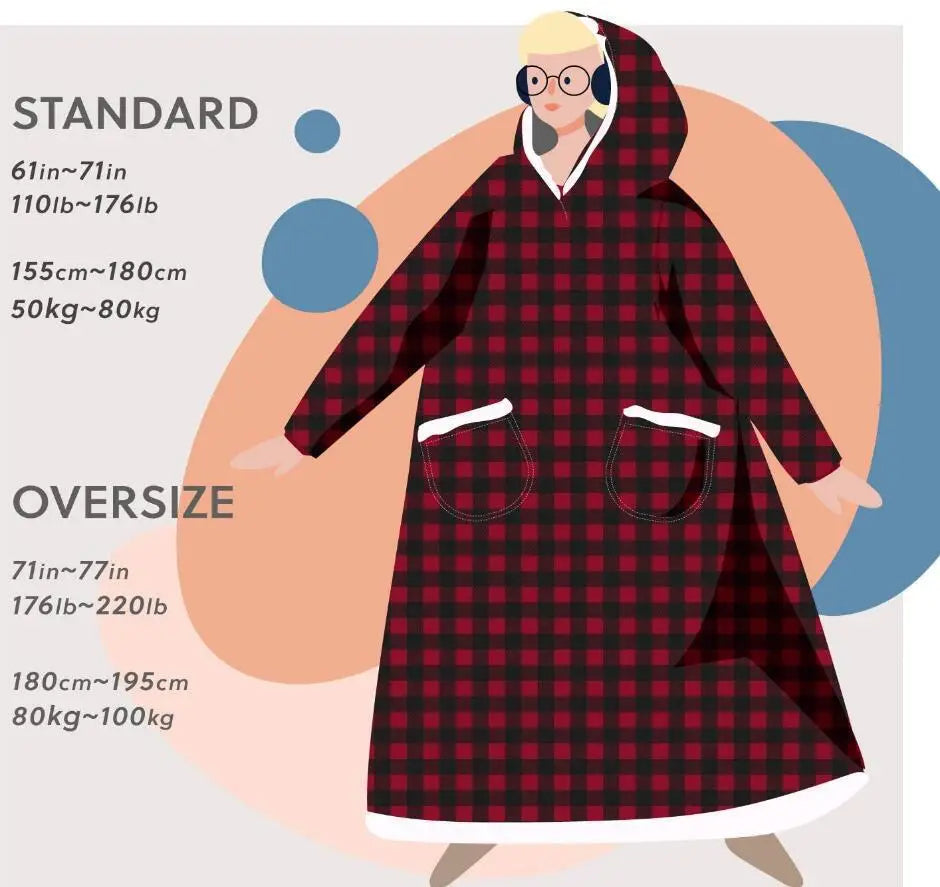 Winter TV Hoodie Blanket Winter Warm Home Clothes Women Men Oversized Pullover With Pockets