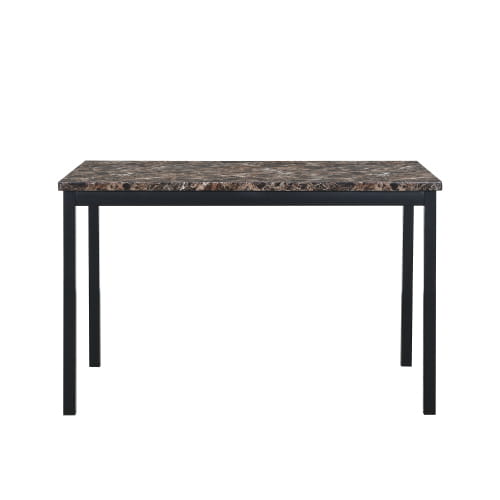 Furniture 5-piece Metal Dining Table And Chair Set With Imitation Marble Top