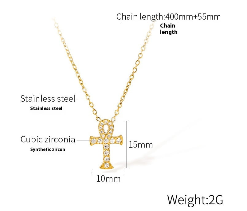 All-match Titanium Steel Full Diamond Temperament Cross Necklace