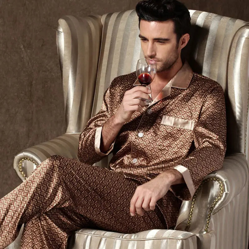 Silk Long Sleeve Men’s Pajamas
