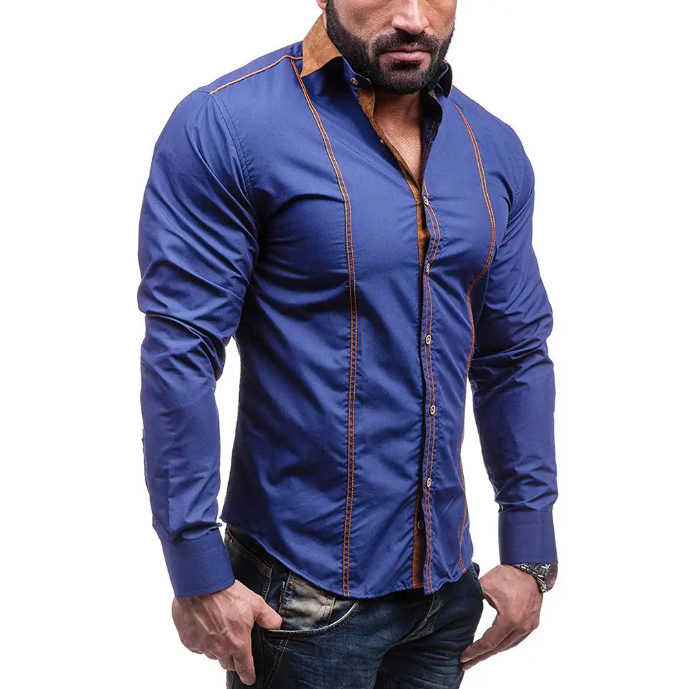 Casual Men’s Loose Plus Size Long-sleeved Shirt