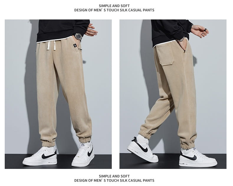 Thickened Outer Wear Loose Double-sided Velvet Ankle-tied Sports Pants For Men