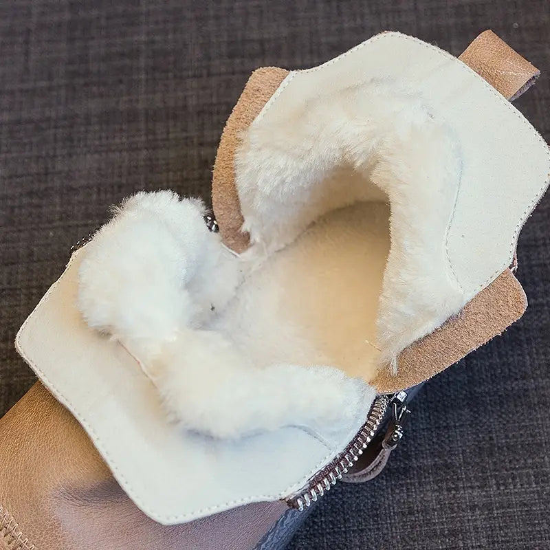 Velvet Padded All-matching Women’s Double Zipper White Shoes