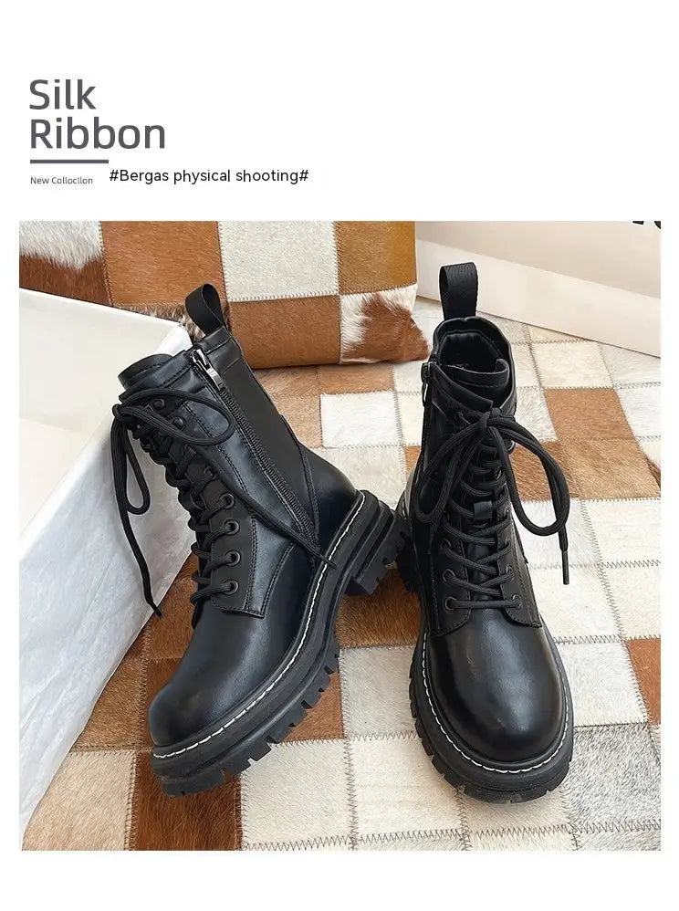 Women’s New British Style Boots Fleece-lined Thickening Plus Size