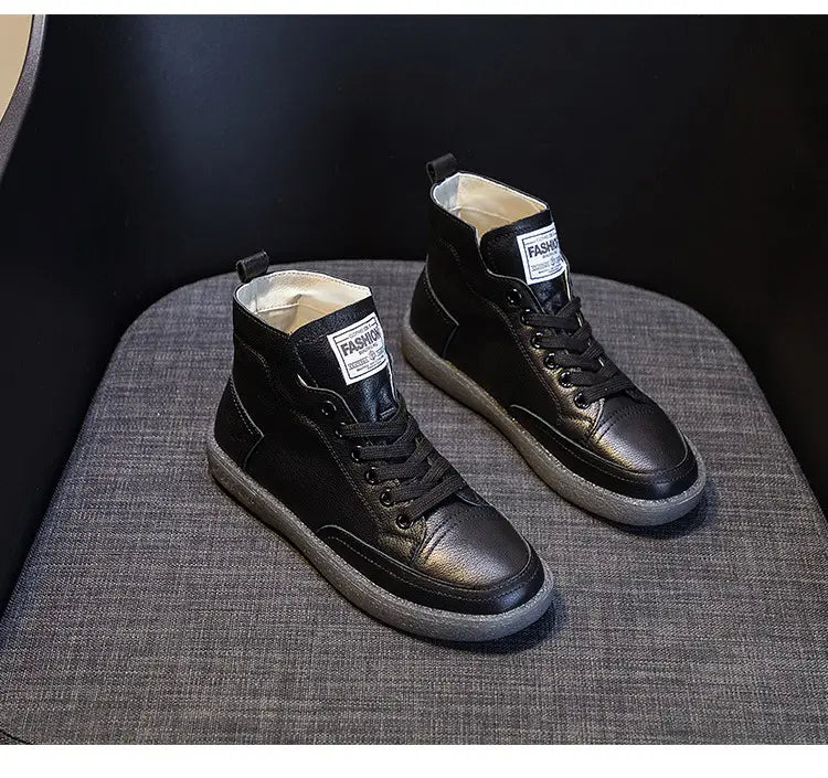 Ankle Boots Plus Size Autumn And Winter Wild Beef Tendon Soft Bottom Genuine Leather Shoes Flat Martens Boots