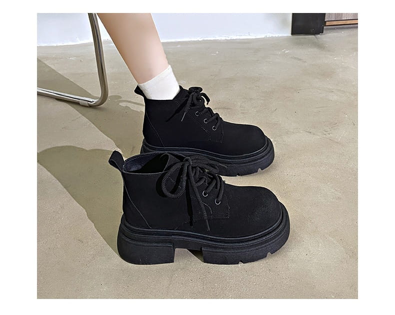 Women’s Thick-soled Lace-up Retro Matte Ankle Trendy Cool British Fan Boots