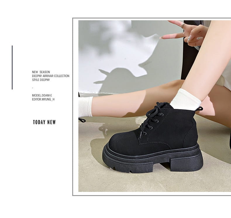 Women’s Thick-soled Lace-up Retro Matte Ankle Trendy Cool British Fan Boots