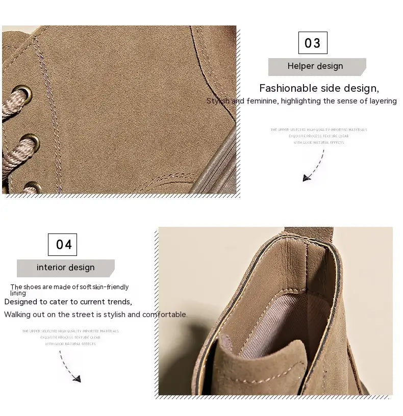 Women’s Thick-soled Lace-up Retro Matte Ankle Trendy Cool British Fan Boots