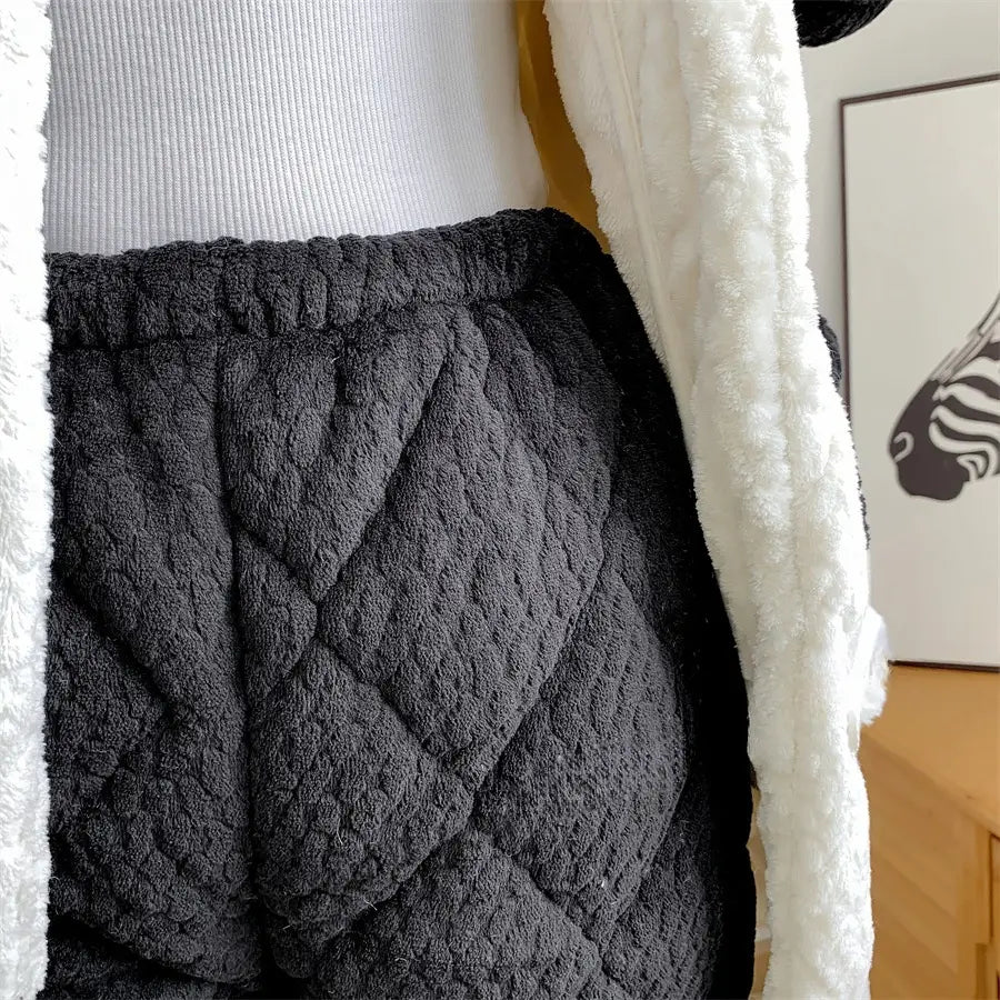 Couple Pajamas Men’s And Women’s Autumn And Winter Three-layer Thickened Cartoon Flannel Warm Loungewear Suit