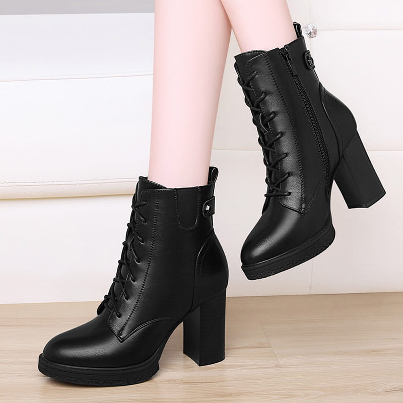 S Women’s Shoes British Style Autumn And Winter Single Boots High Heels Women