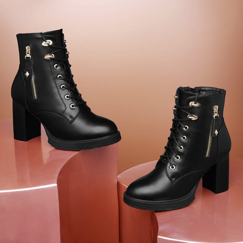 S Women’s Shoes British Style Autumn And Winter Single Boots High Heels Women