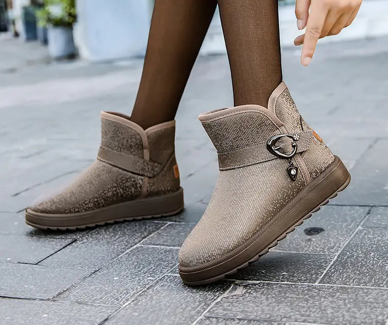 Snow Boots Women Winter Fleece-lined Thicken One Pedal Cotton Shoes Women Ankle Boots