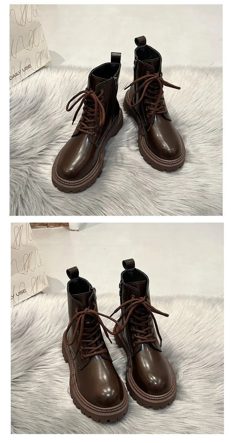 British Style Martin Boots For Women Fleece-lined Platform