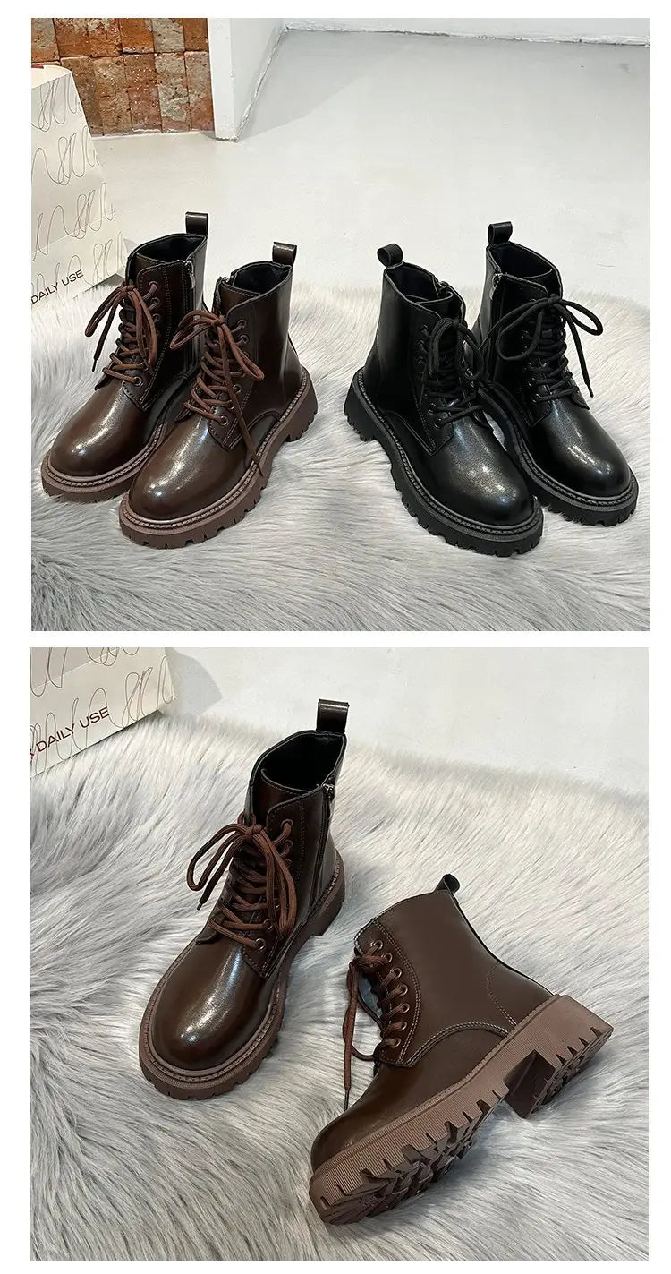 British Style Martin Boots For Women Fleece-lined Platform